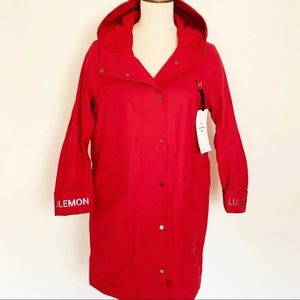 Lululemon Athletica Red Trench Coat with Classic Collar